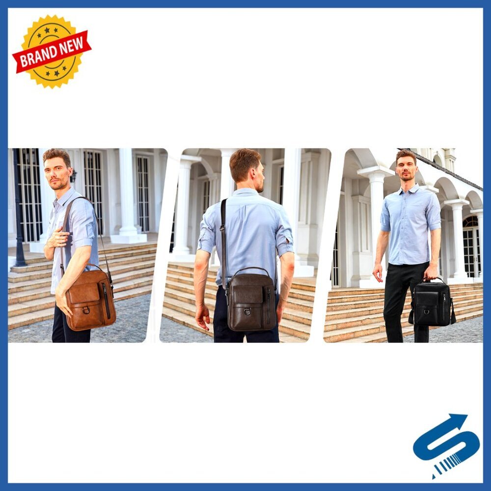 Vegan Leather Messenger Bag Vintage Style Crossbody Shoulder Sling Travel - Picture 7 of 7